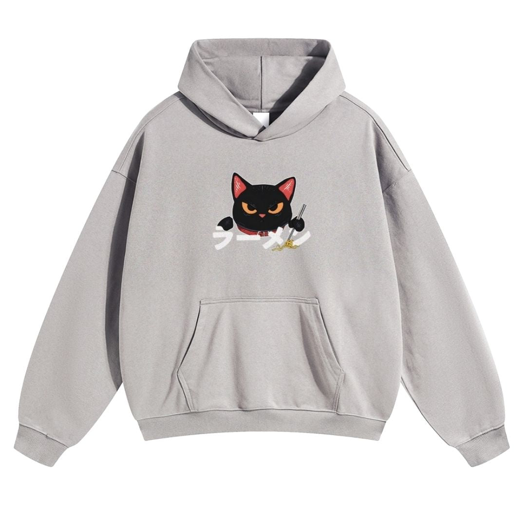 Ramen Cat Vintage Washed Cotton Back Art Hoodie