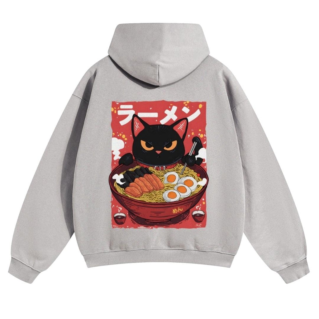 Ramen Cat Vintage Washed Cotton Back Art Hoodie