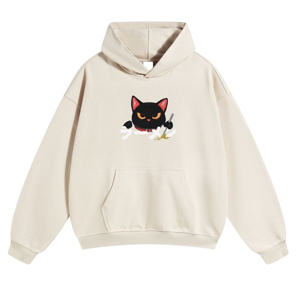 Ramen Cat Vintage Washed Cotton Back Art Hoodie
