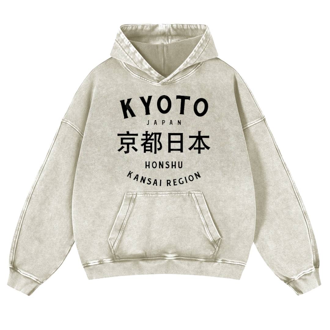 Kyoto Vintage Washed Cotton Back Art Hoodie