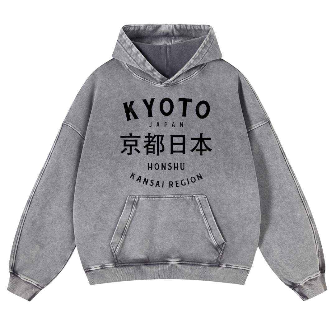 Kyoto Vintage Washed Cotton Back Art Hoodie