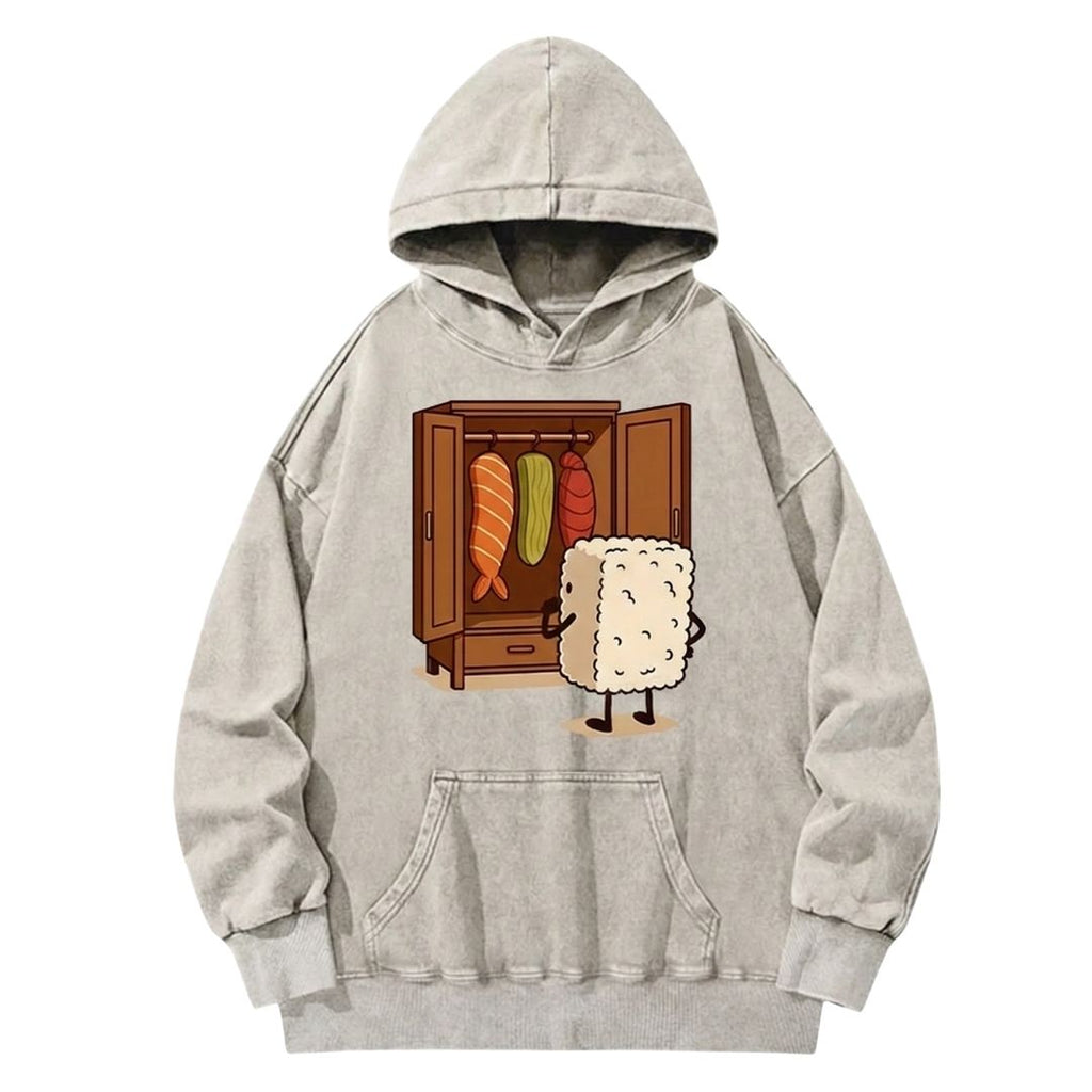 Sushi Fella Vintage Washed Cotton Back Art Hoodie