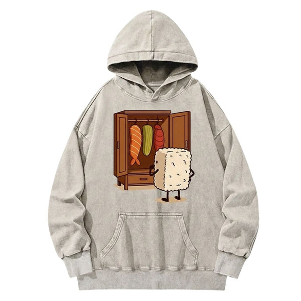 Sushi Fella Vintage Washed Cotton Back Art Hoodie
