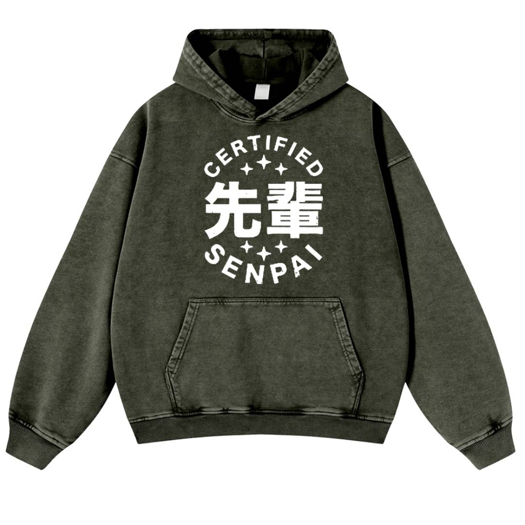 Senpai Vintage Washed Cotton Back Art Hoodie