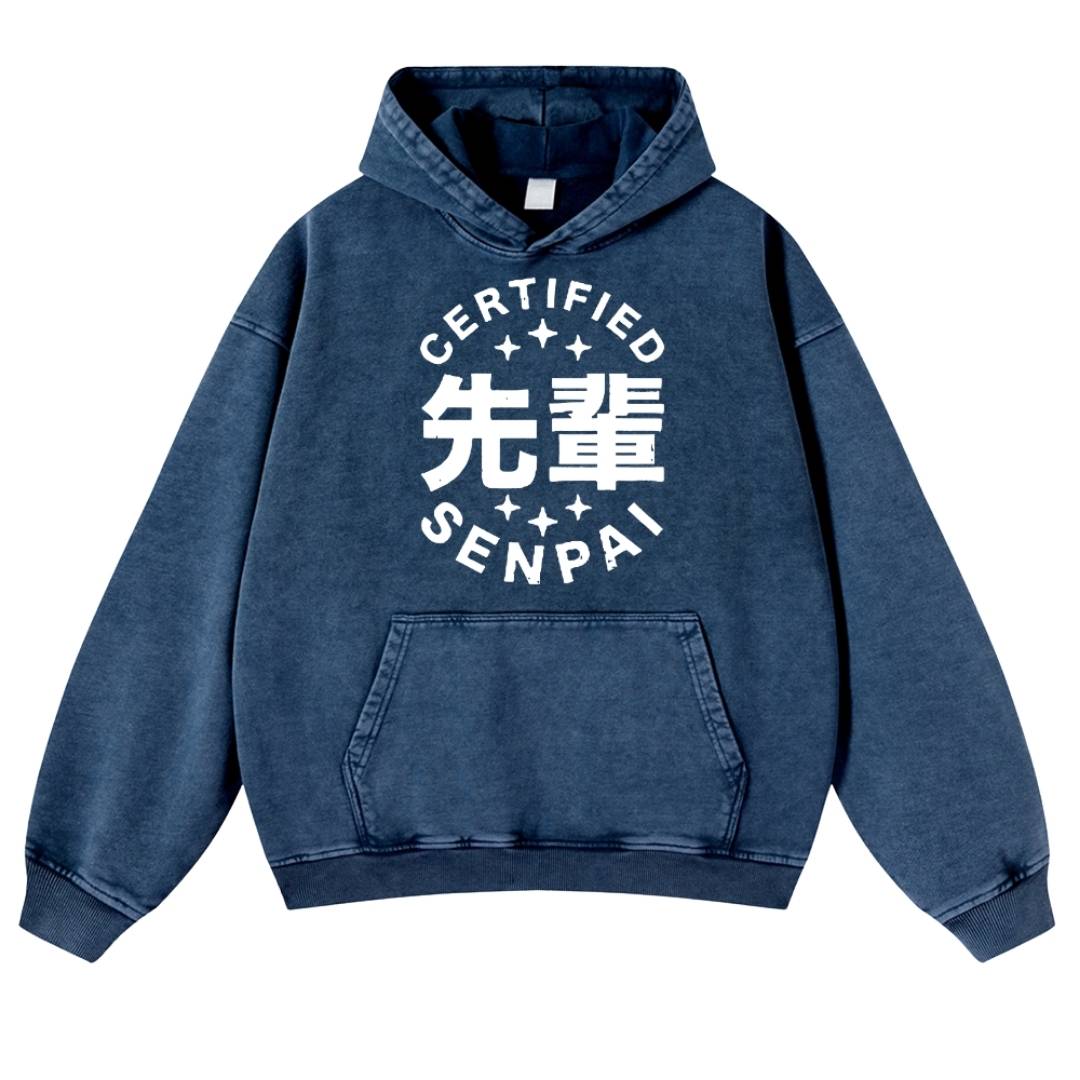 Senpai Vintage Washed Cotton Back Art Hoodie