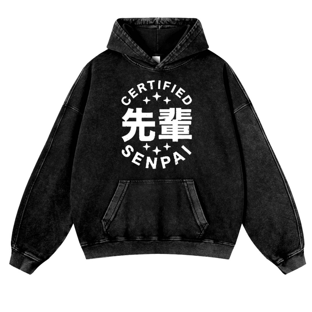 Senpai Vintage Washed Cotton Back Art Hoodie
