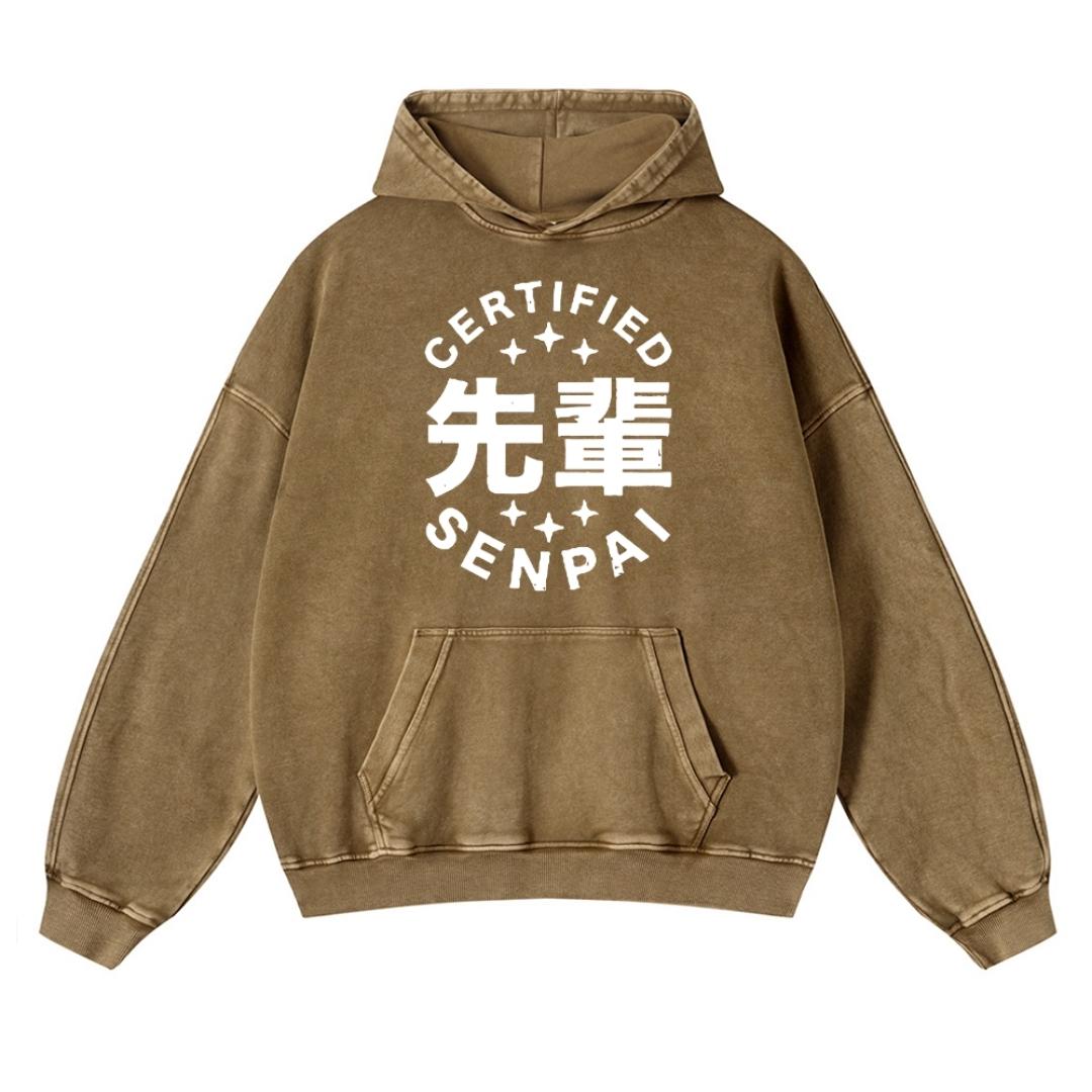 Senpai Vintage Washed Cotton Back Art Hoodie