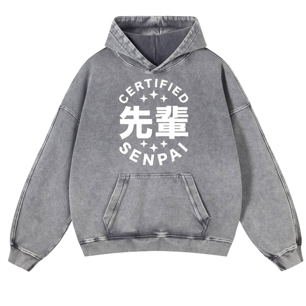 Senpai Vintage Washed Cotton Back Art Hoodie