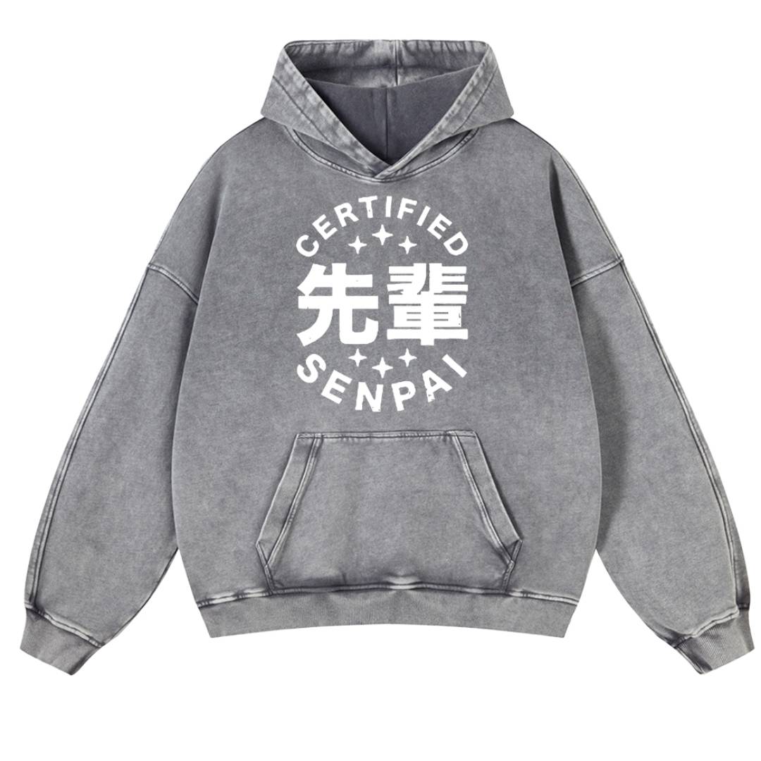 Senpai Vintage Washed Cotton Back Art Hoodie