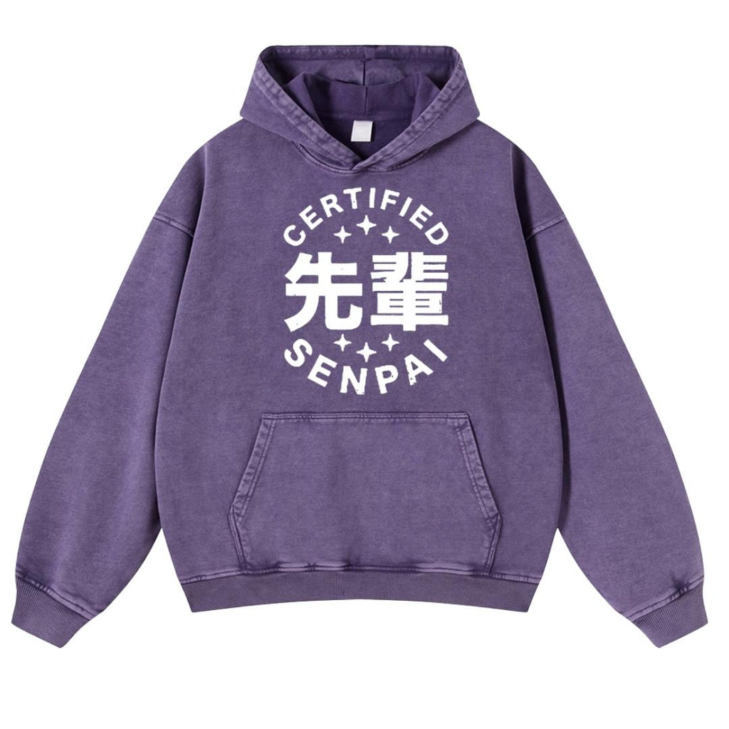 Senpai Vintage Washed Cotton Back Art Hoodie