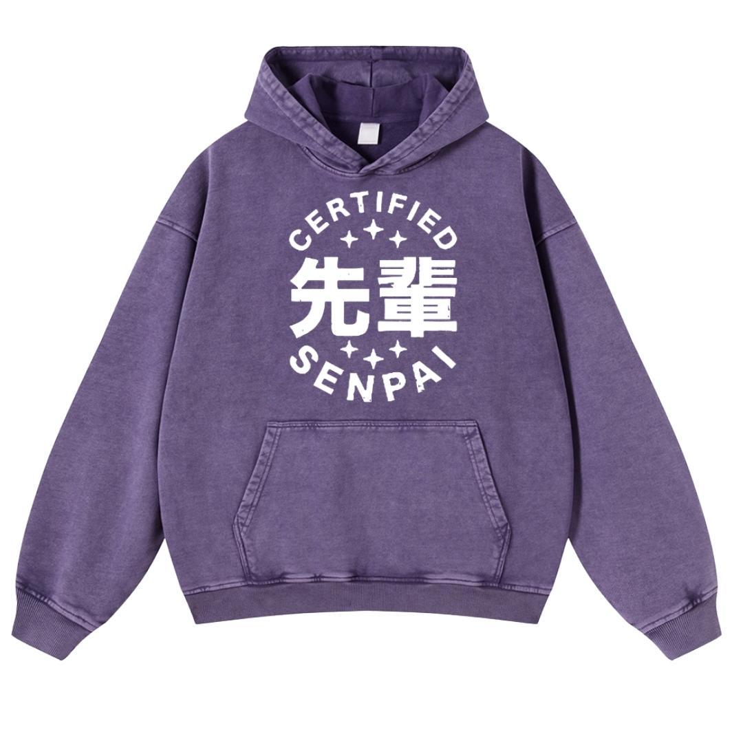 Senpai Vintage Washed Cotton Back Art Hoodie